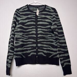 NWT Ann Taylor Women's Snakeskin V Neck Button Front Cardigan Sz L